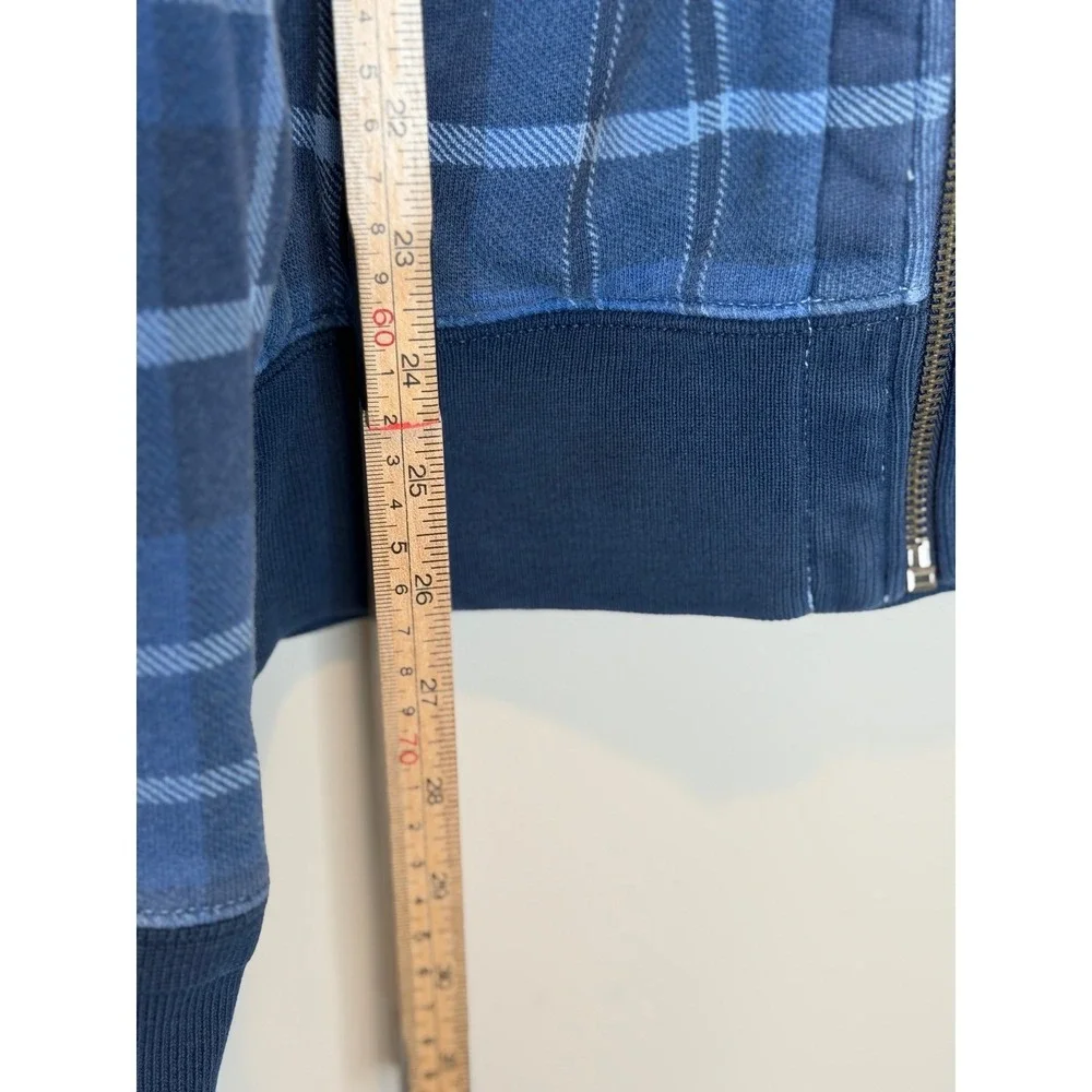 Polo Ralph Lauren Blue Plaid Waffle Lined Zip Up Hoodie Y2K XL Thermal Pony